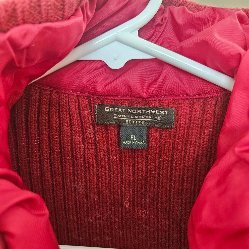 Great Northwest Vest Sweather Women S PL Red Puffer Sleeveless Snap Pocket - Picture 4 of 4